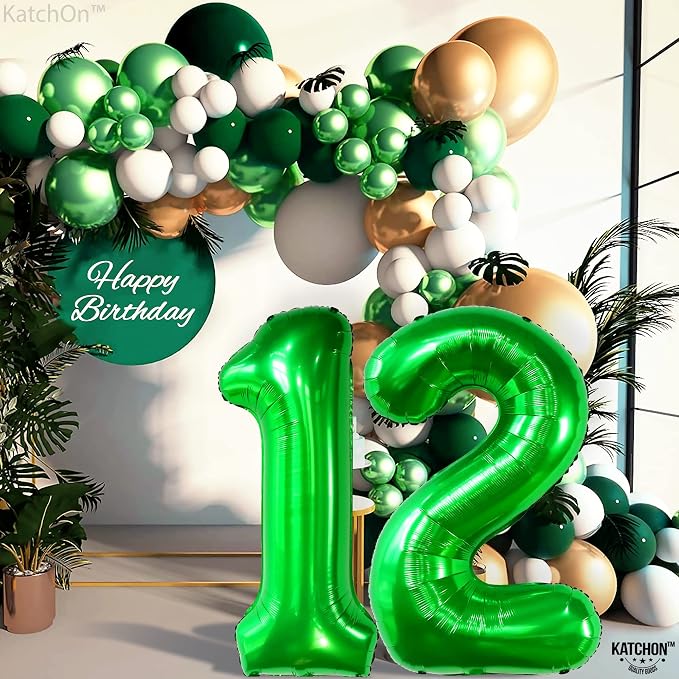 KatchOn Green Number 12 Balloon 40 Inch, 12th Birthday Balloon Decor | 12th - Image 7
