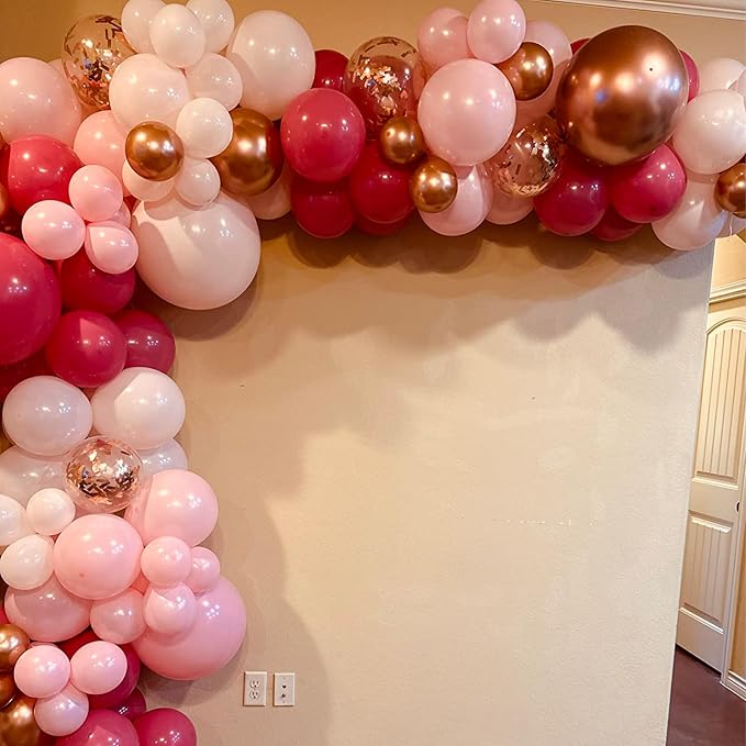 Dusty Rose Balloon Set, 60 Packs 12 Inch Retro Pink Metallic Chrome Rose Gold - Image 5