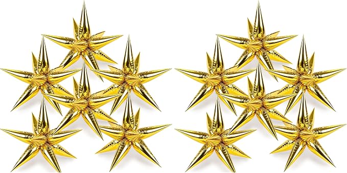 LovesTown 72PCS Gold Starburst Balloons, Foil Balloons Magic Star Spike Designs by Lovestown