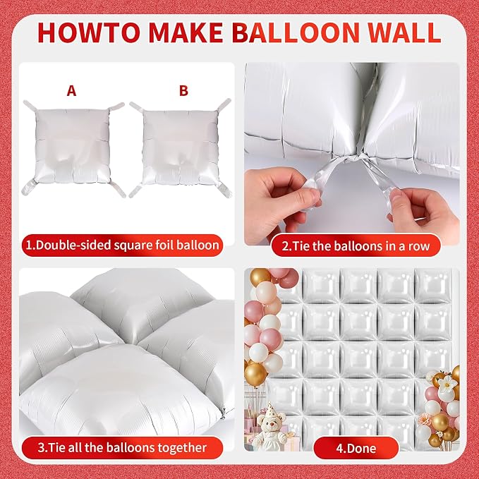50 Pcs Square Foil Balloons 22 Inch Square Mylar Balloons, Metallic Square - Image 3
