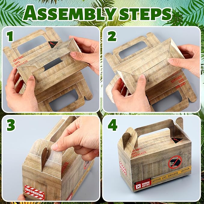 Bucherry 24 Pcs Dinosaur Treat Boxes Dino Party Favor Boxes Candy Goodie Gift Containers for Dinosaur Birthday Decorations Dino Birthday Party Supplies Baby Shower Decorations