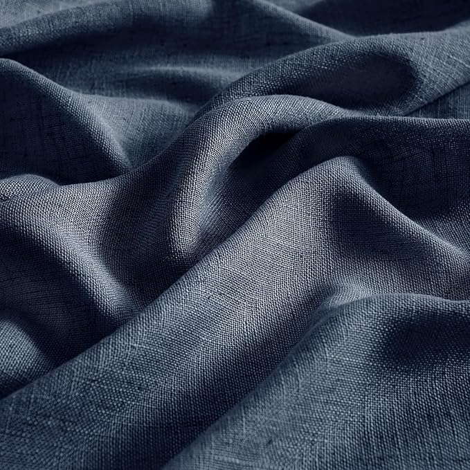MIULEE Navy Blue Linen Curtains 52x54 Inch 2 Panels - Image 4