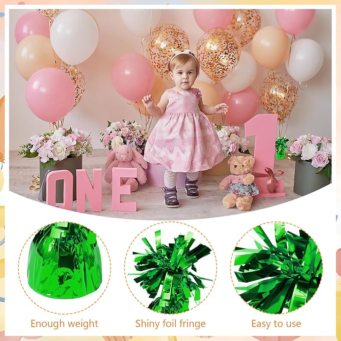 8 Pcs Green Metallic Balloon Weights Holder Anchors Balloon Holder Weights - Image 3
