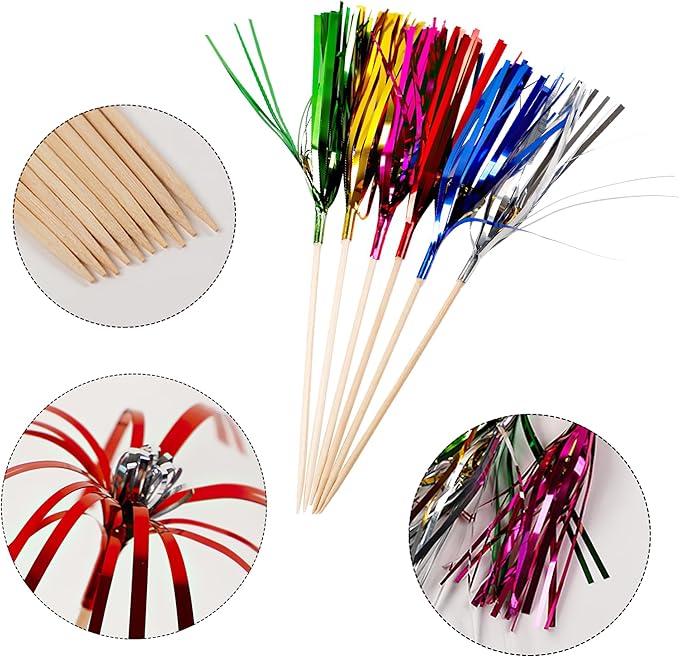 100PCS Firework-Shaped Decorative Bamboo Skewers – 18cm Cocktail Picks - Image 4