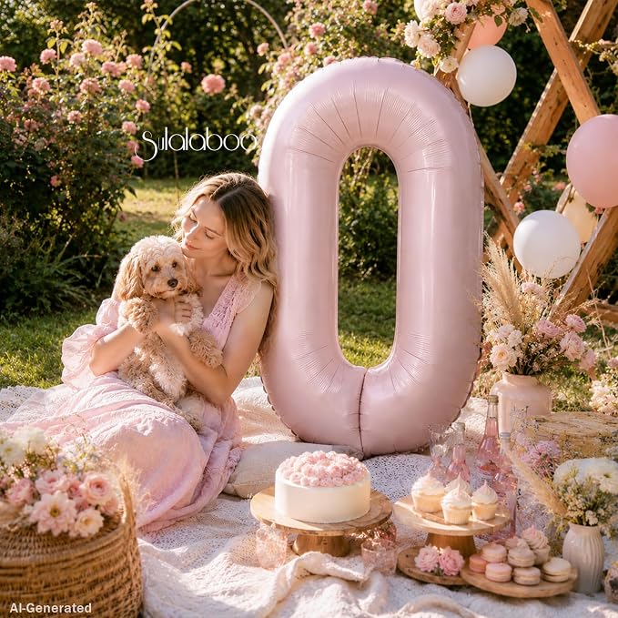 40 Inch Light Pink Number 0 Balloon 0-9 0th Foil Big Giant | Digital - Image 4