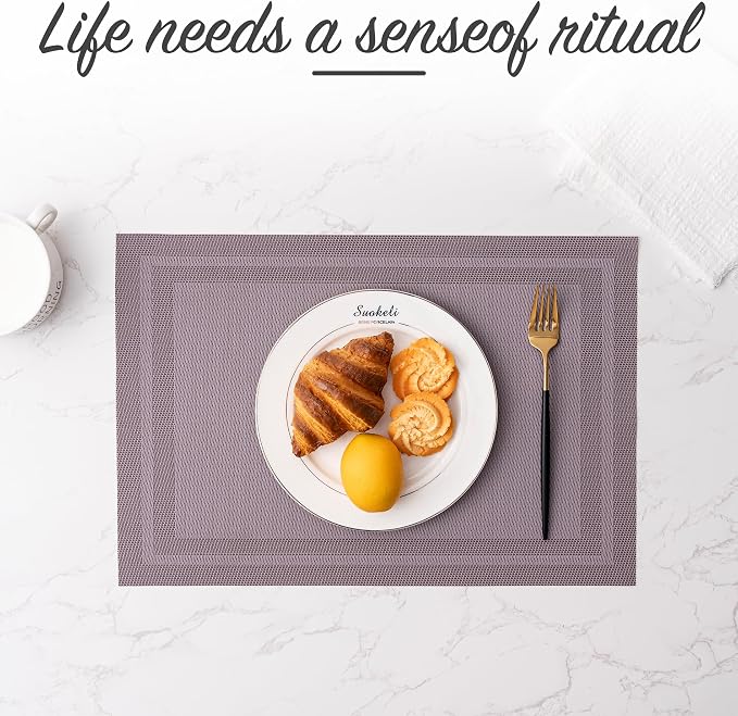Placemats Set of 6 Washable Indoor | Outdoor Vinyl Place Mats - Image 5