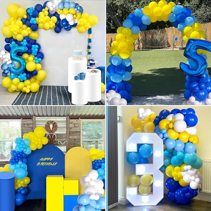 137pcs Blue and Yellow Balloon Arch Kit - Image 7