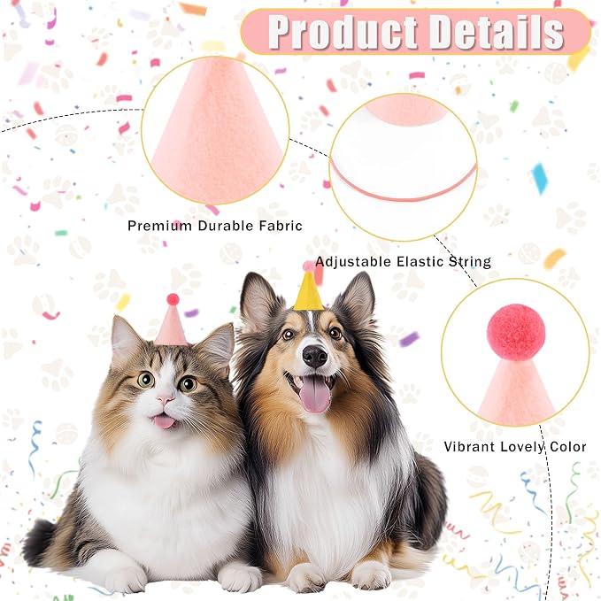 CANREVEL Mini Party Hats for Stuffed Animals Headwear, Birthday Hats - Image 4