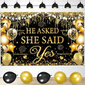Gold Engagement Party Decorations Black Gold Engagement Banner Backdrop He by CASLON
