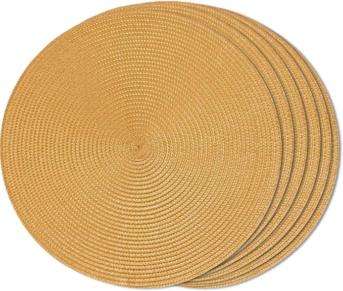 FunWheat Round Braided Placemats Set of 4 Table Mats by FunWheat