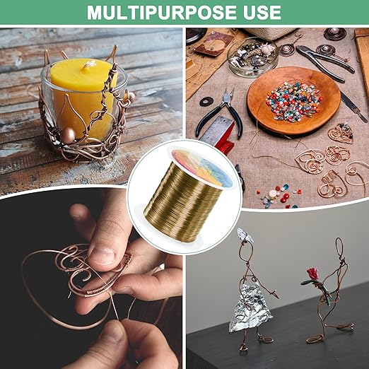 0.2mm Jewelry Wire, 32 Gauge 328FT Craft Wire Copper Beading Wire for Jewelry Making/Planting/Weaving/DIY Crafting, Soft Metal Wires [100M, Bronze Tone]