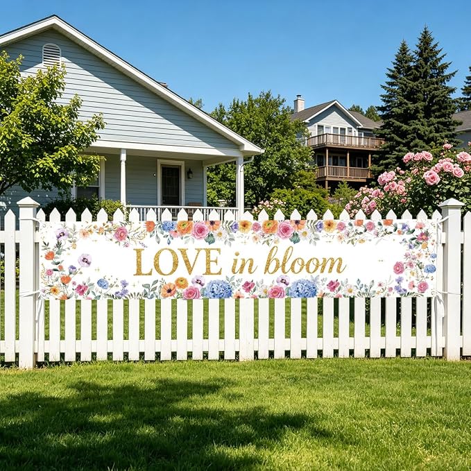 Love In Bloom Wildflower Bridal Shower Wedding Banner Decorations | Reusable - Image 6