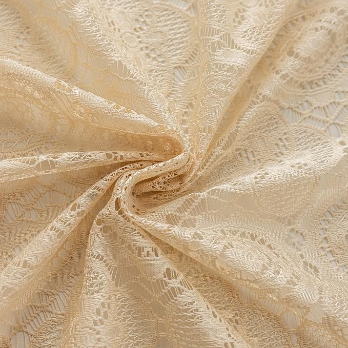 YJ YANJUN Boho Lace Curtains 30 inch Length 2 Panels, Vintage Floral Crochet - Image 7