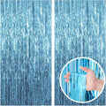2 Pack Blue Backdrop Curtain Tinsel Streamers Ocean Themed Decor Birthday Party by BOMSI