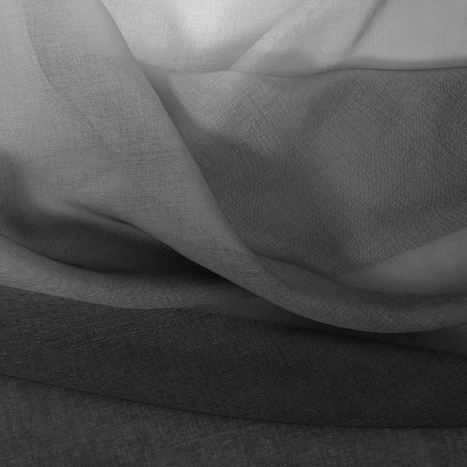 DWCN Black Faux Linen Ombre Sheer Curtains - Image 6