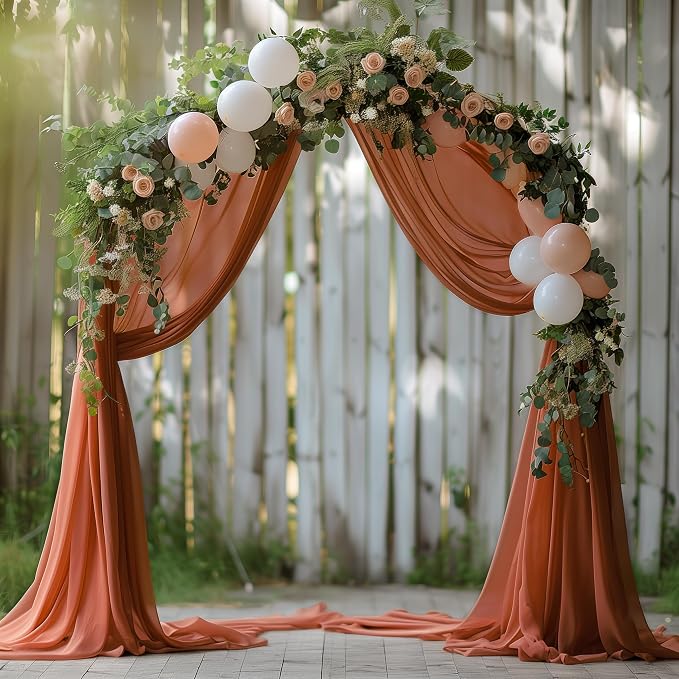 Wedding Arch Draping Fabric Backdrop Drapes 3 Panels, Terracotta | 28.7"x20FT - Image 5