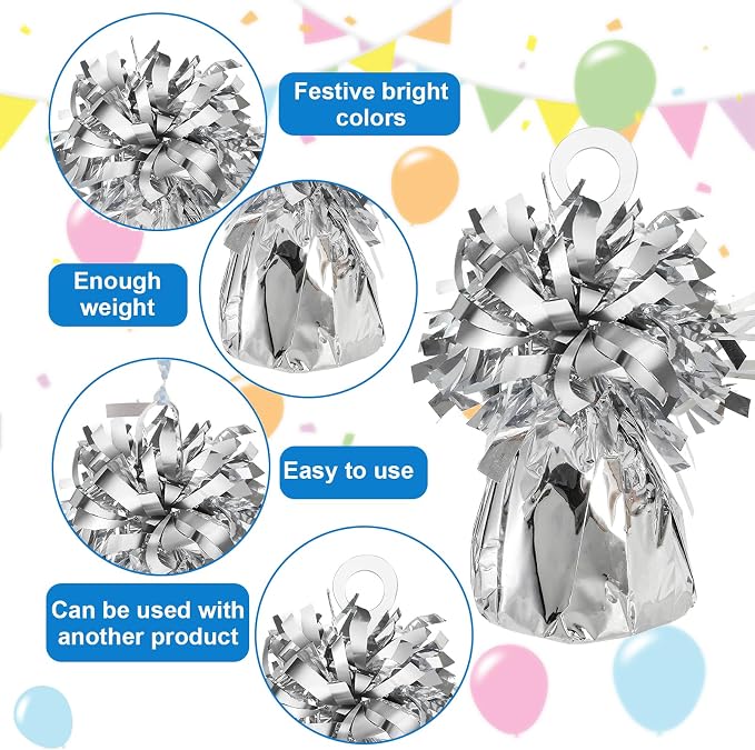 Frcctre 24 Pack Balloon Weights Metallic Silver Anchors Balloon Holder Foil - Image 3