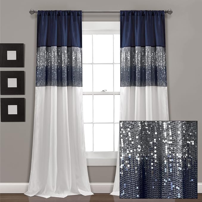 Lush Decor Night Sky Window Curtain Panel, Single 42"W x 84"L Navy & White - Image 7