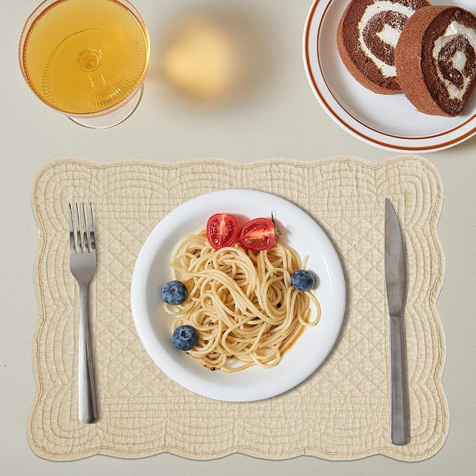 HOMBYS Quilted Placemats Set of 6 Washable-13x18 inches Rectangular Placemats - Image 4