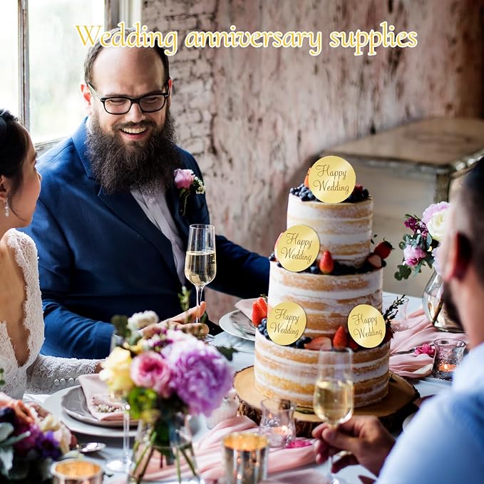 20Pcs Gold Acrylic Wedding Cupcake Toppers - Image 7