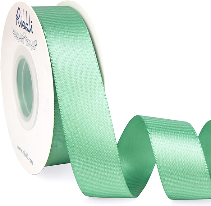 Ribbli Sage Green Satin Ribbon, Double Faced Satin 1 inch x Continuous 25 Yards by Ribbli
