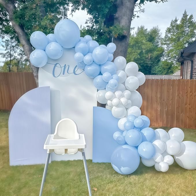 Pastel Blue and White Balloons, 12 Inch 35PCS Light Baby Blue Pearl White - Image 7