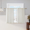 Cream Cafe Curtains 45 Inch Length Set 2 Panel Back Tab Pocket Semi Sheer Short by Nanspring