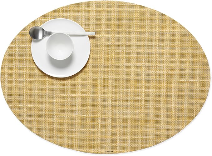 Chilewich Mini Basketweave Placemats, Woven Oval Placemats Set of 4 | Reusable by Chilewich