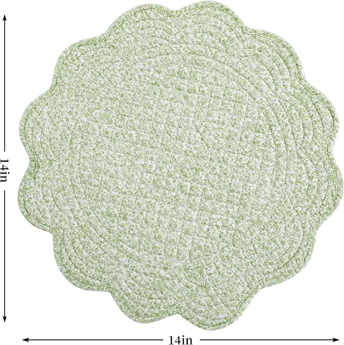 HOMBYS Quilted Placemats Set of 6 Washable Round Placemats - Image 2