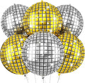 6pcs 22 Inch Gold Silver Disco Ball Balloons, 4d Large Foil Aluminum Balloon by Paready