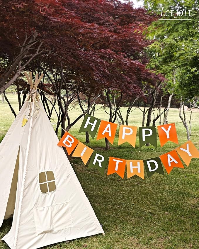 Letjolt Orange Happy Birthday Banner Handmade Boho Theme 13pcs | Birthday Party - Image 7