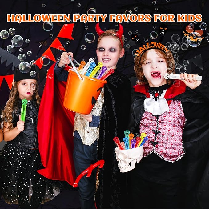 Shemira 300PCS Halloween Bubble Wands, Mini Bubbles Party Favors for Kids, Halloween Party Favors, Goodie Bag Stuffers, Classroom Prizes Gifts for Kids, Halloween Trick or Treat Toys Bulk