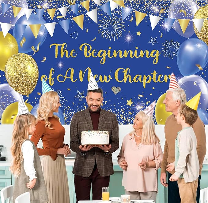 Blue Gold The Beginning of A New Chapter Backdrop Banner Photography Background - Image 6