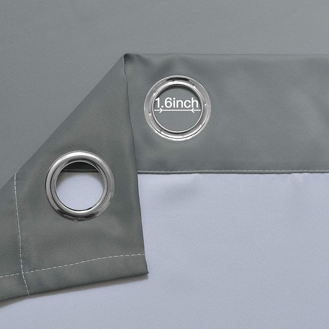 Yakamok Gray and Greyish White Thermal Insulated Grommet Light Blocking Window - Image 5