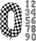 Checkered Balloon 0 Black and White Number Balloon 0 Foil Helium Balloons by Yeodong