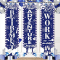 3Pcs Retirement Porch Sign Door Hanging Banner Blue Silver Happy Retirement by TagreSpike