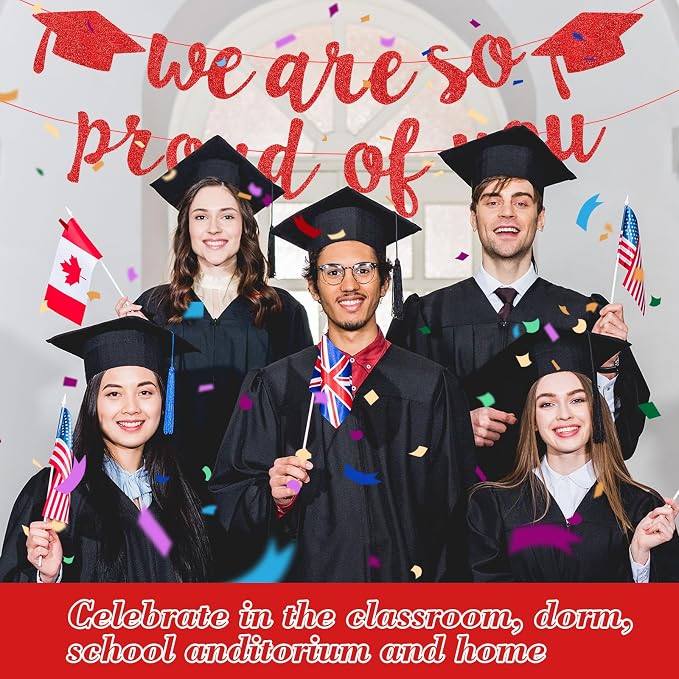 2026 Graduation Decorations Pre-Strung Blingbling We Are So Proud of You Banner - Image 5
