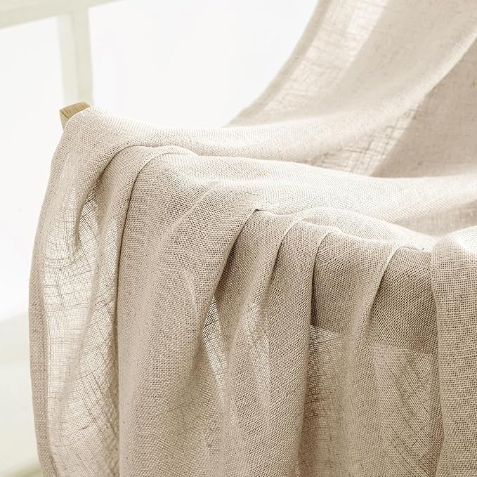 MIULEE Light Taupe Linen Curtains 52x96 Inches Long 2 Panels - Image 6