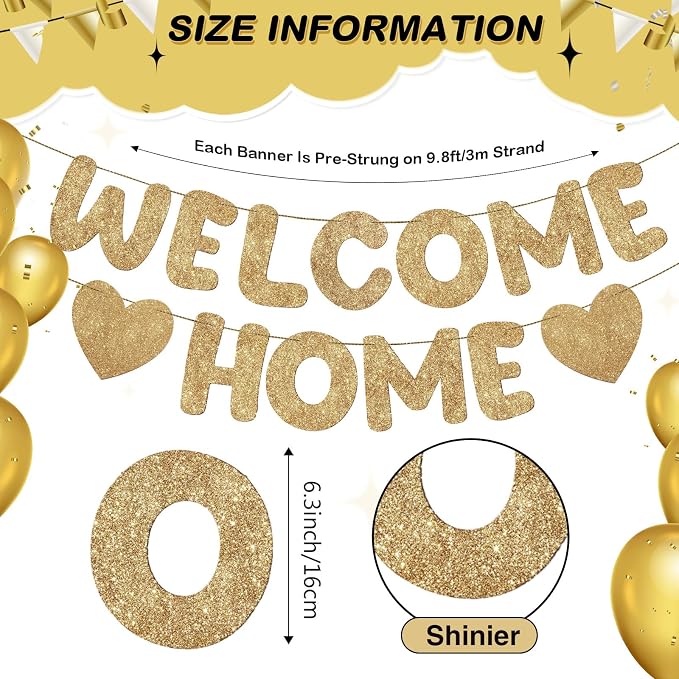 Fulmoon Pre Strung Welcome Home Banner Glitter Funny Welcome Sign - Image 3