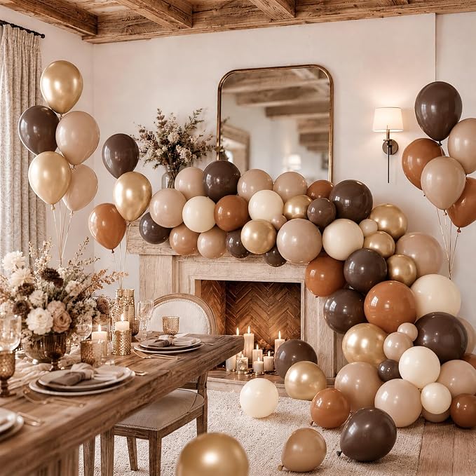 Brown Balloons 50pcs, 12inch Double Stuffed Dark Coffee Brown Tan Beige Sand - Image 7