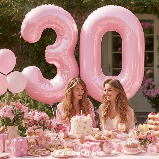 RainbowQ Pink 30 Balloon Number 40 Inch 0-40 Foil Large Balloons | Big Mylar 30 - Image 4