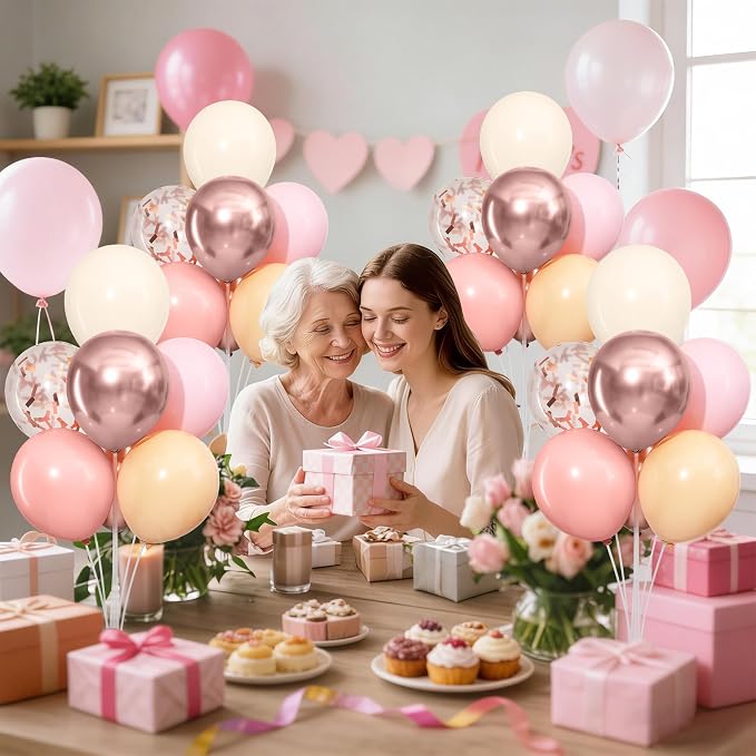 4 Sets Dusty Pink and Rose Gold Balloons Stand - Image 9