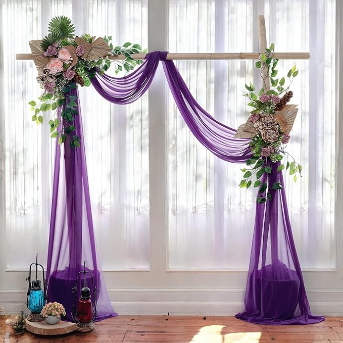 MDS Halloween Chiffon Draping Fabric - 1 Panel, 30" Wide x 75ft Long - Sheer Spooky Arbor & Canopy Drapery for Haunted House Backdrops, Party Ceilings, DIY Costumes & Themed Events - Cadbury Purple