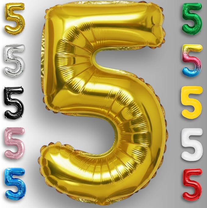 Gold Number Balloon 5 Mylar Foil Balloons 16 inch - Image 6