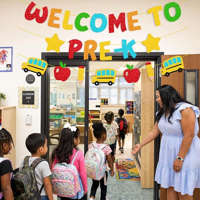 Welcome to Pre-k Banner Happy First Day of Pre-k Theme Decorations | Welcome - Image 4