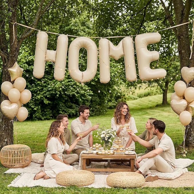 40 Inch Beige HOME Balloons, Large Cream Letter Balloon - Image 6