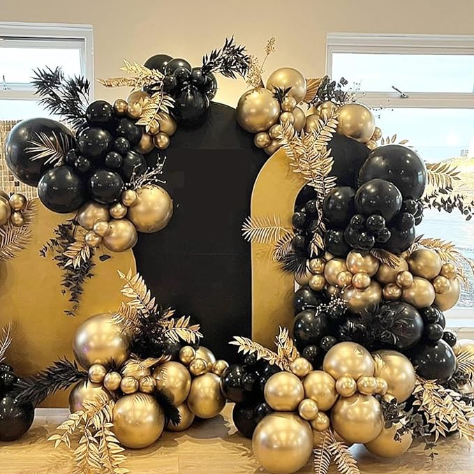 YMSZ Black and Gold Balloons Arch Kit, Graduation Balloons Decorations | 136pcs - Image 7