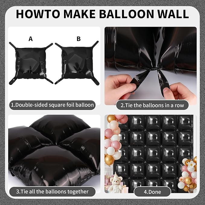 50 Pcs Square Foil Balloons 22 Inch Square Mylar Balloons, Metallic Square - Image 3