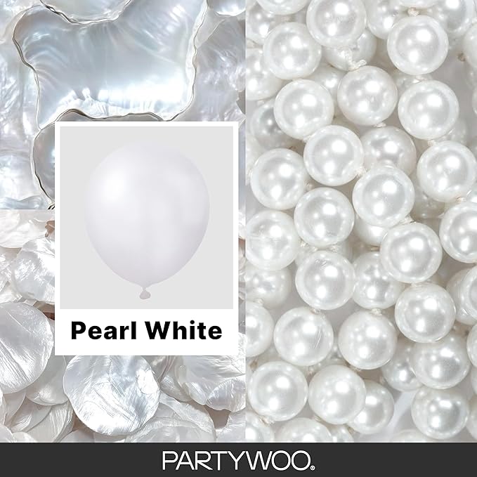 PartyWoo Pearl White Balloons 140pcs Metallic White Color 5 Inch | 18 12 10 5 - Image 2