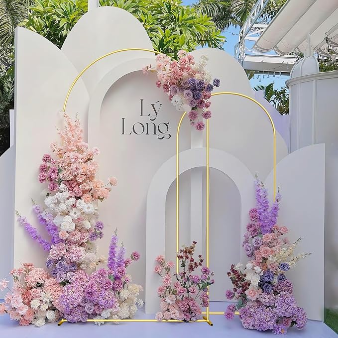 Wedding Arch Backdrop Stand Set of 2 Gold Wedding Balloon Arched Backdrop Stand - Image 6
